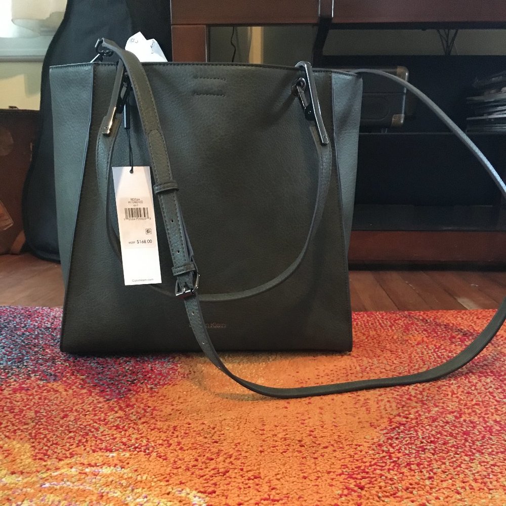 Calvin Klein Reyna Convertible Tote - Olive Night color
